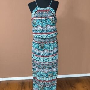 Sweet Storm Paisley Halter Maxi Sundress Dress Size Large